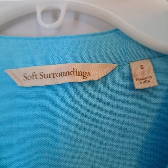 Soft surroundings Turquoise Peasant blouse Sz S - Picture 3 of 4